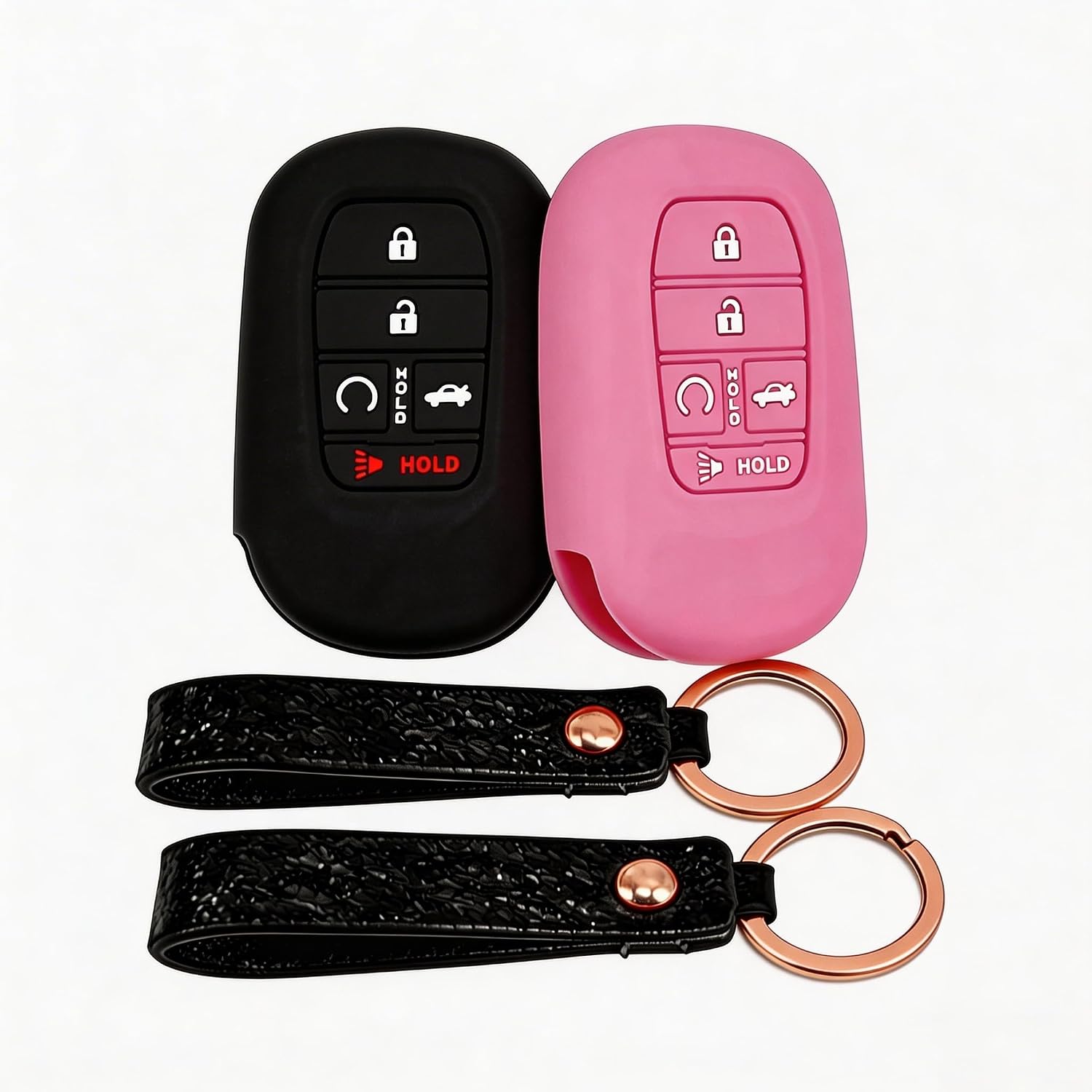 2Pcs Silicone Key Fob Cover for 2022-2026 CR-V HR-V Accord Civic Pilot Sport SI EX EX-L Touring Suitable with 5 Buttons Beautiful and Durable Key Fob Covers (Black and Blue)