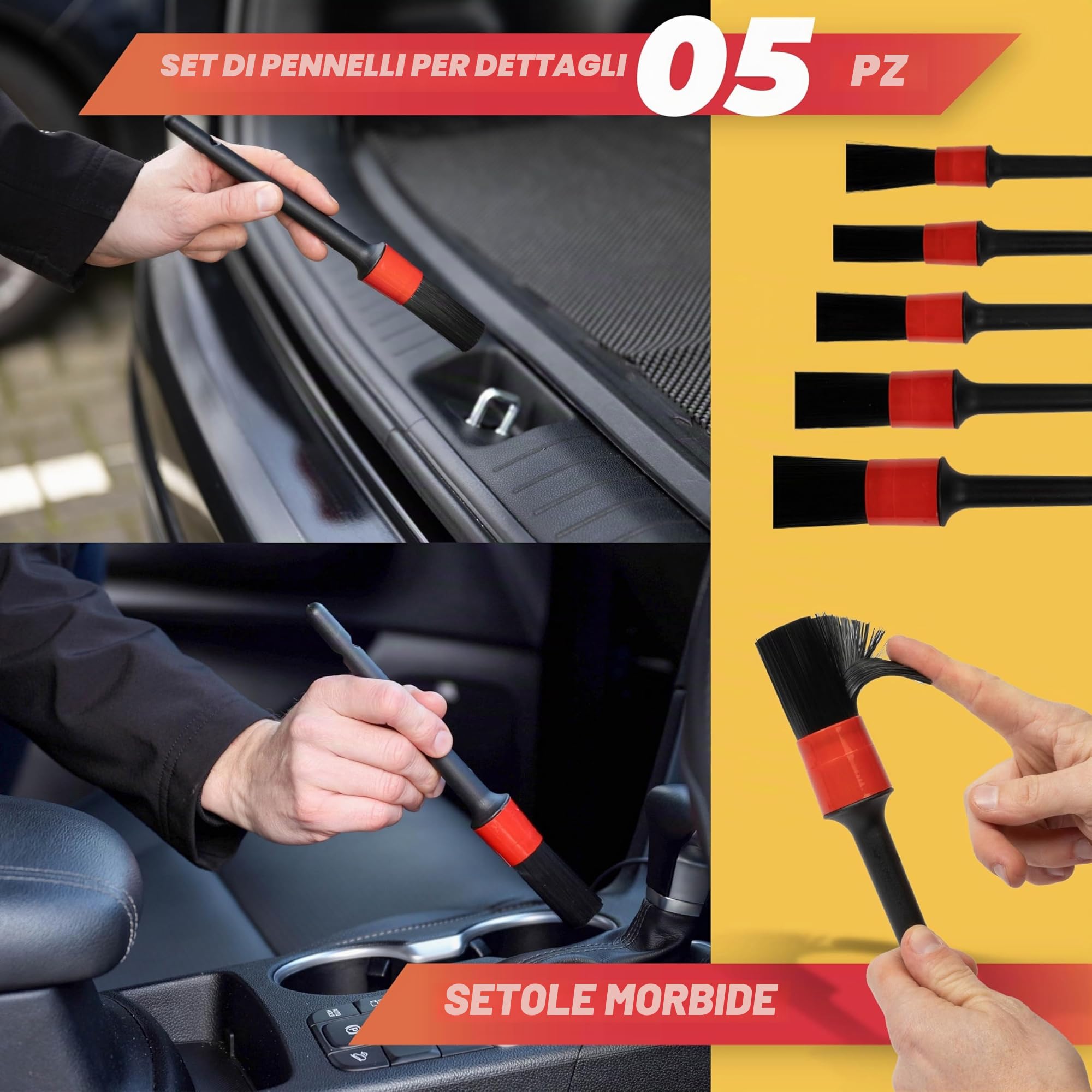 GADLANE Kit di Pulizia Auto - Kit Detailing Auto da 29 Pezzi con Borsa Portaoggetti, Kit di Pulizia Auto Interni ed Esterni Bagnato e Asciutto Kit Lavaggio Auto Bocchette Aria, Cruscotto, Motore