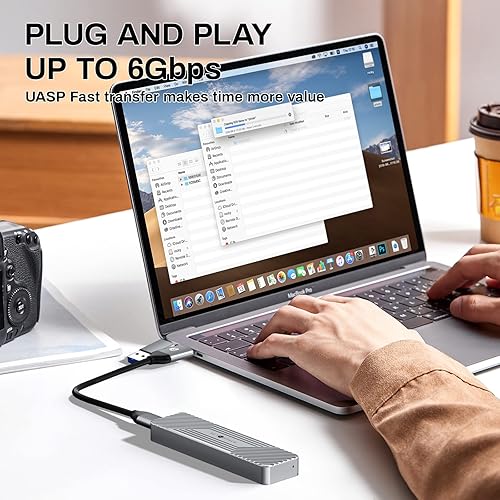 Miniatura 2 de Aluminio M.2 SATA SSD Lector USB 3.2/3.1 Gen1 6Gbps USB-C, Plug and Play, Soporte UASP Trim para M2 SATA NGFF 2230/2242/2260/2280 B-Key/B+M Key SATA