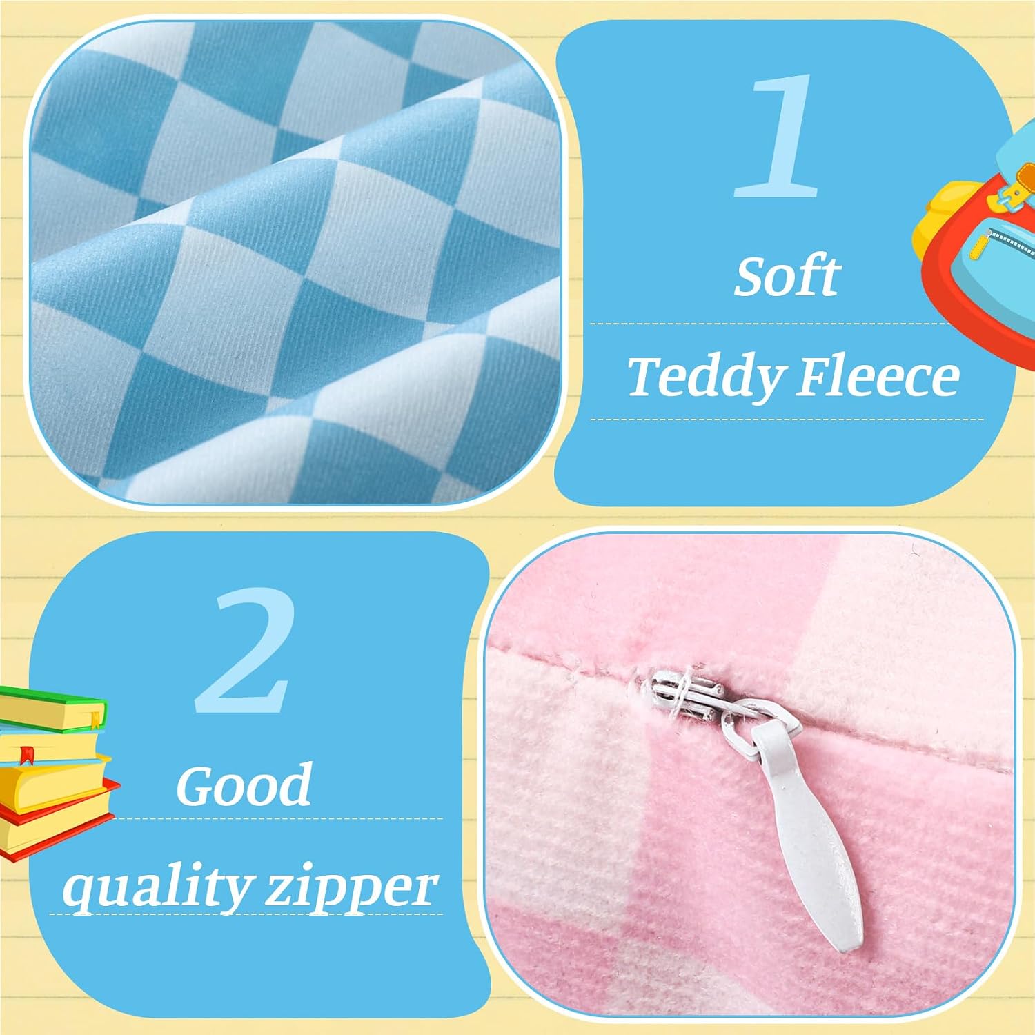 Breling 6 Pcs Pastel Classroom Checkers Throw Pillow Cover Set 18 x 18 Inch image 4