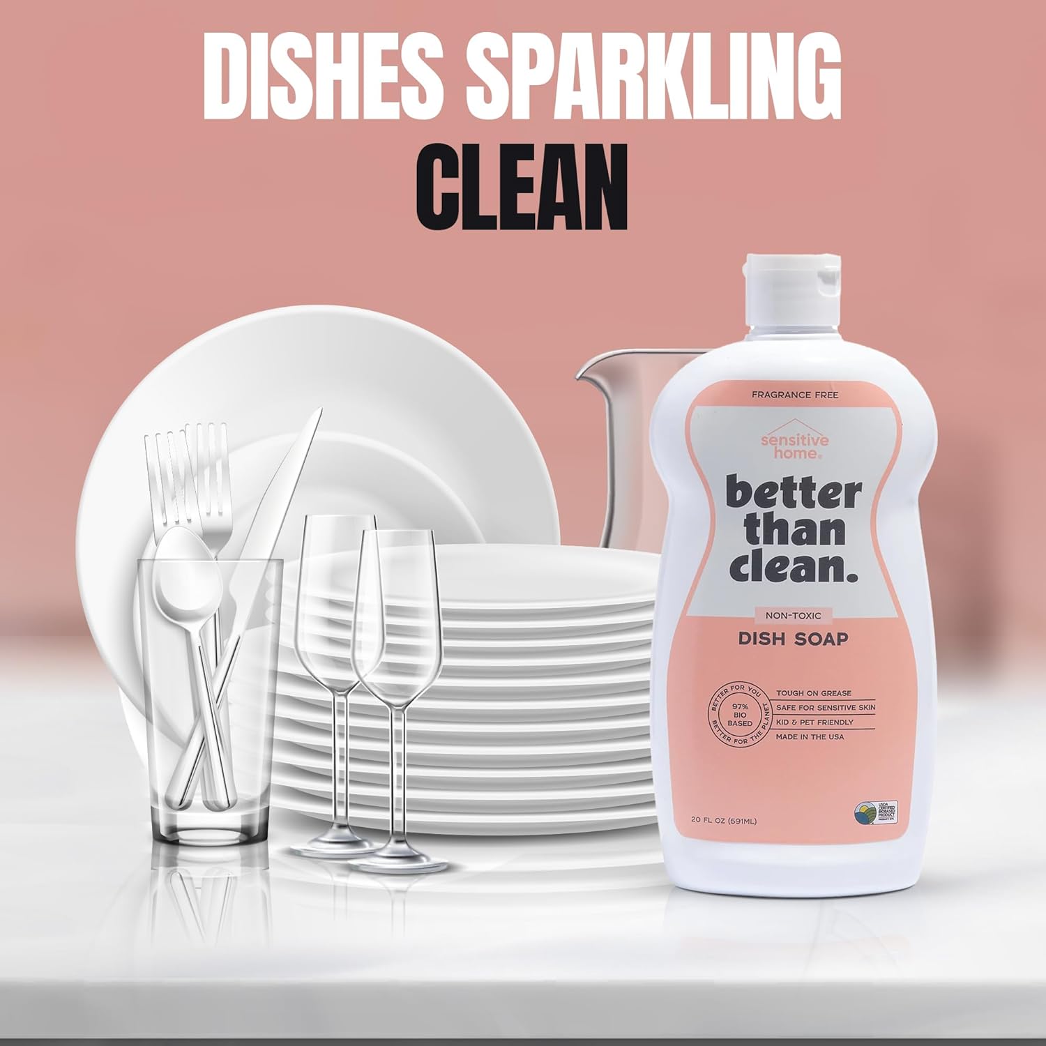 Family Bundle Pack - Plant-Based, Fragrance Free Cleaning Products - With Dish Soap, Granite & Marble, Bath and Shower, and All Purpose Cleaner - Includes 4 8oz Concentrates