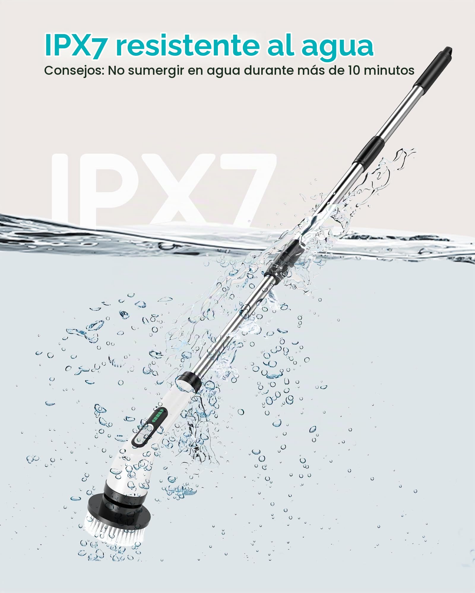 Cepillo De Limpieza Electrico: Limpiador Giratorio Eléctrico con 7 Cabezales De Cepillo De Repuesto - Fregadora Giratoria Hogar - Baño Brush 2 Velocidades Ajustables con Mango Extensión Ajustable