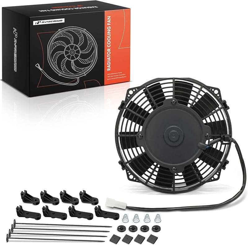 Ventilador elétrico slim para radiador A-Premium 12 V 80 W com hélice reta – 19,05 cm