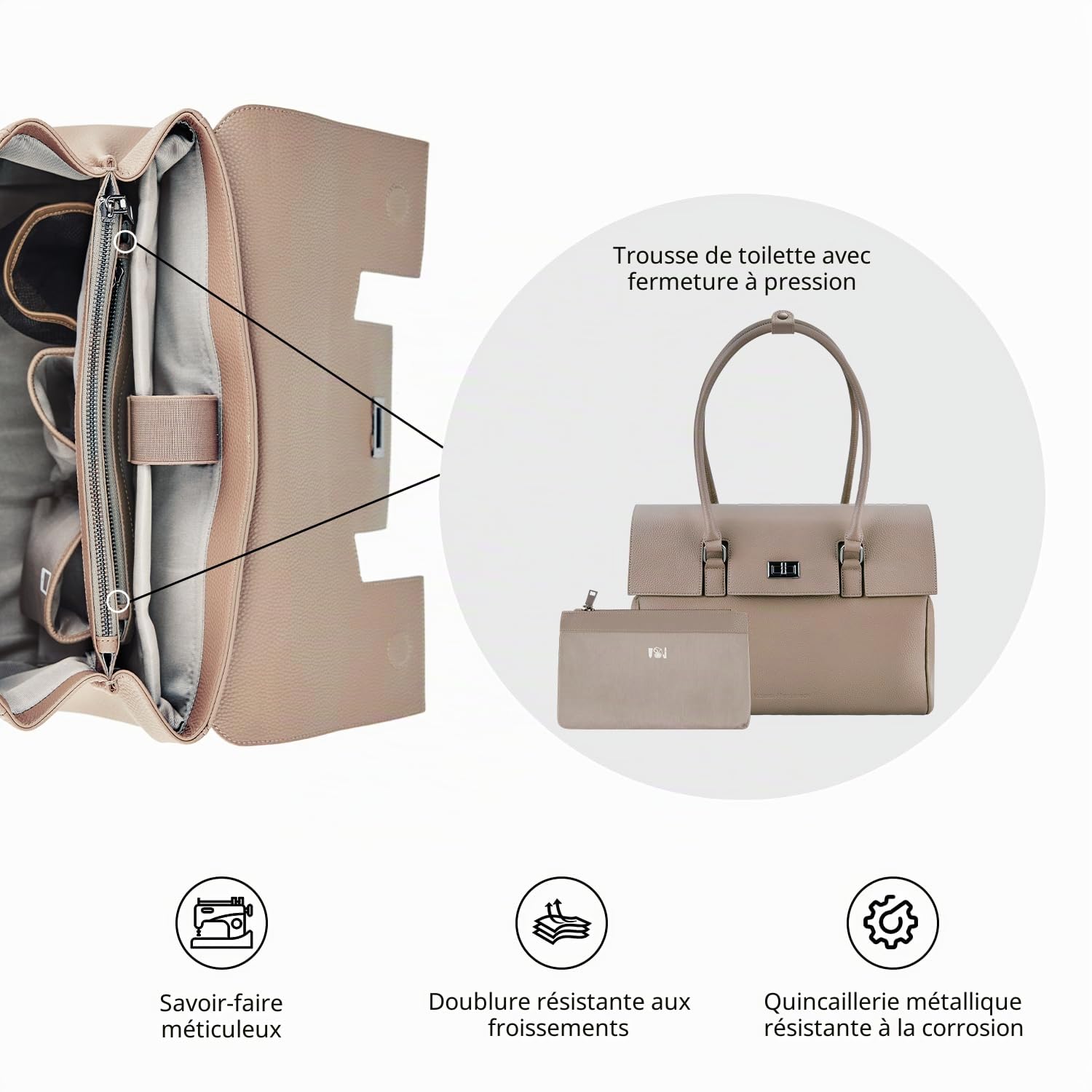 VICTORIA HYDE Sac à main élégant pour femme - Grand sac à bandoulière - Sac à main pour ordinateur portable - Porte-documents - Sac à main de