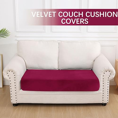 Vista 70 de hyha Fundas de cojín de terciopelo para sofá, fundas elásticas para asiento de sofá modular, en forma de L para sofá seccional, funda de cojín suave