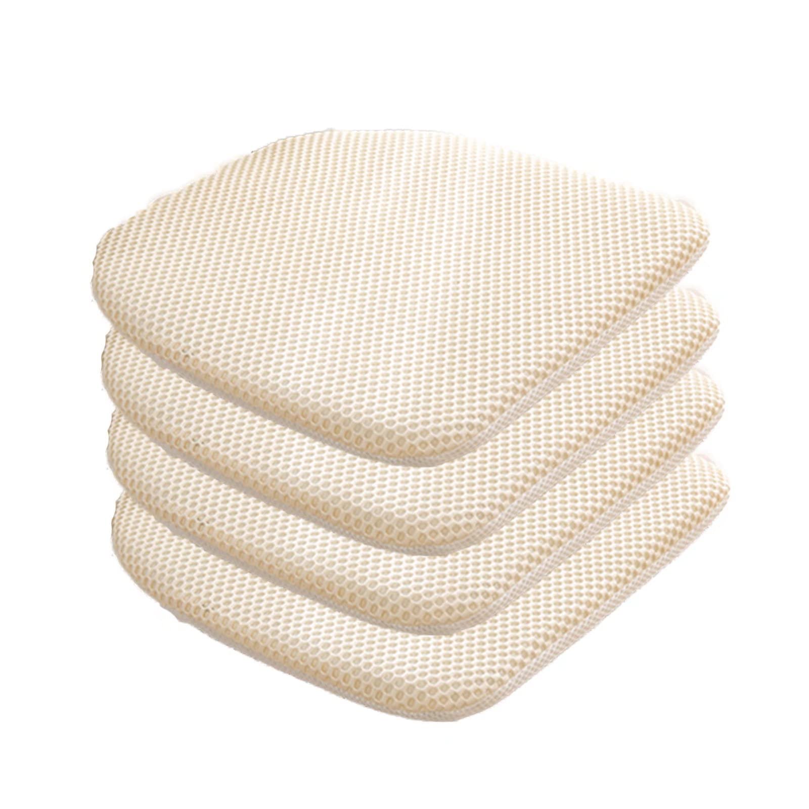 Coussin de chaise trapézoïdal beige antidérapant lavable pour assise de cuisine 114x114 cm