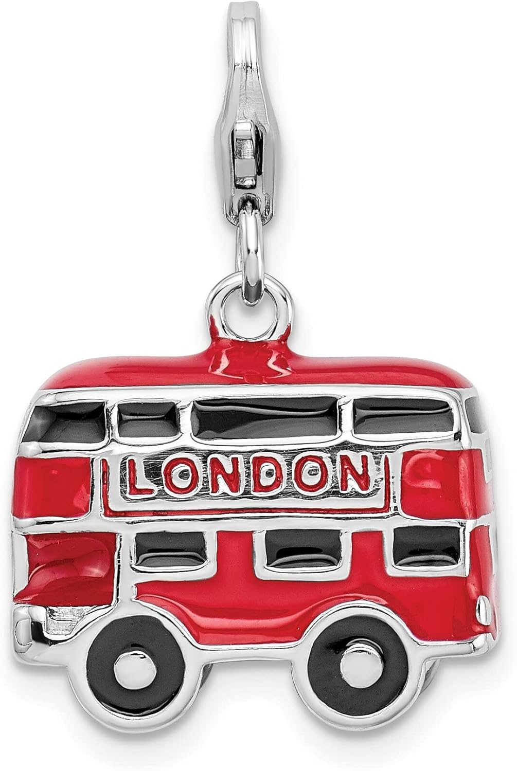 Sterling Silver Double Decker Bus LobSterling Clasp Charm