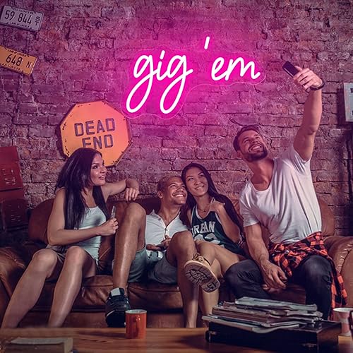 Miniatura 4 de Gig'em Aggies - Letrero de neón LED rosa para decoración de pared, funciona con USB, para concierto, dormitorio de niñas, decoración de habitación