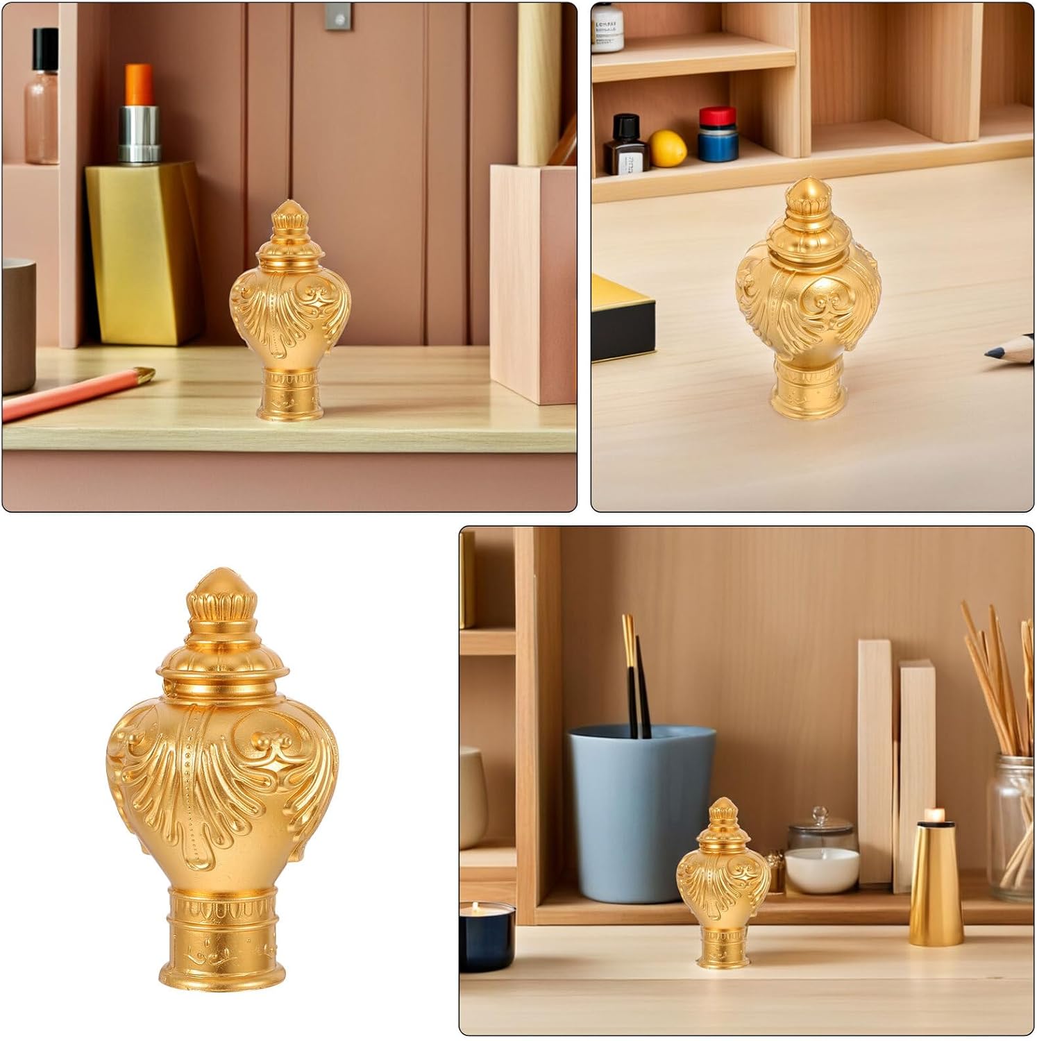 LIFKOME 20pcs Gold Plastic Curtain Finials Ends Caps for 26-28mm Curtain Rods, Decorative Roman Rod End Covers for Home and Office Window Treatment