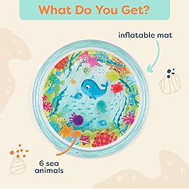 B. Toys - Baby Inflatable Tummy Time Mat 6 Removable Sea Animals Water Activity Mat for Babies Easy to Clean - 6+ Months Wonder Waves