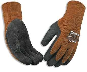 KINCO 1787-S Mens Frost Breaker Foam Latex Form Fitting Thermal Gripping Glove, Small, Brown