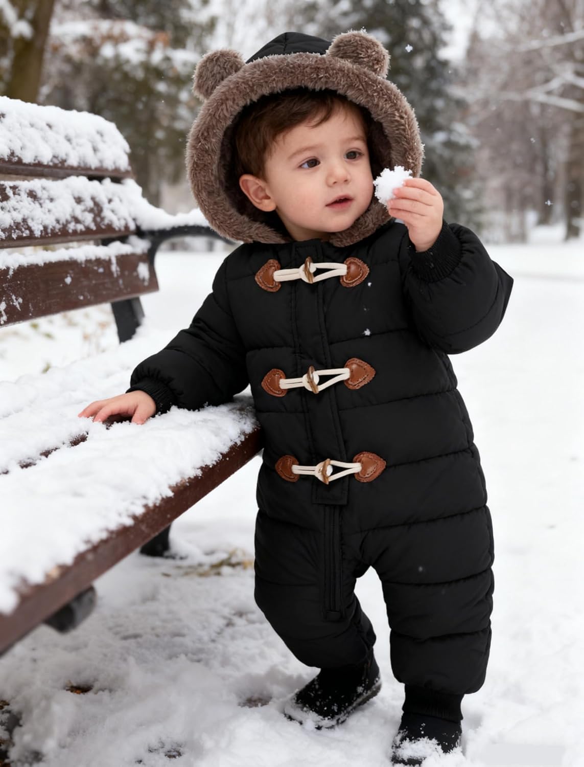 Belovecol Baby Boys Girls Snowsuit Toddler Snow Suit with Zipper Winter Warm Jumpsuit Coat for 3-24 Months - Image 4