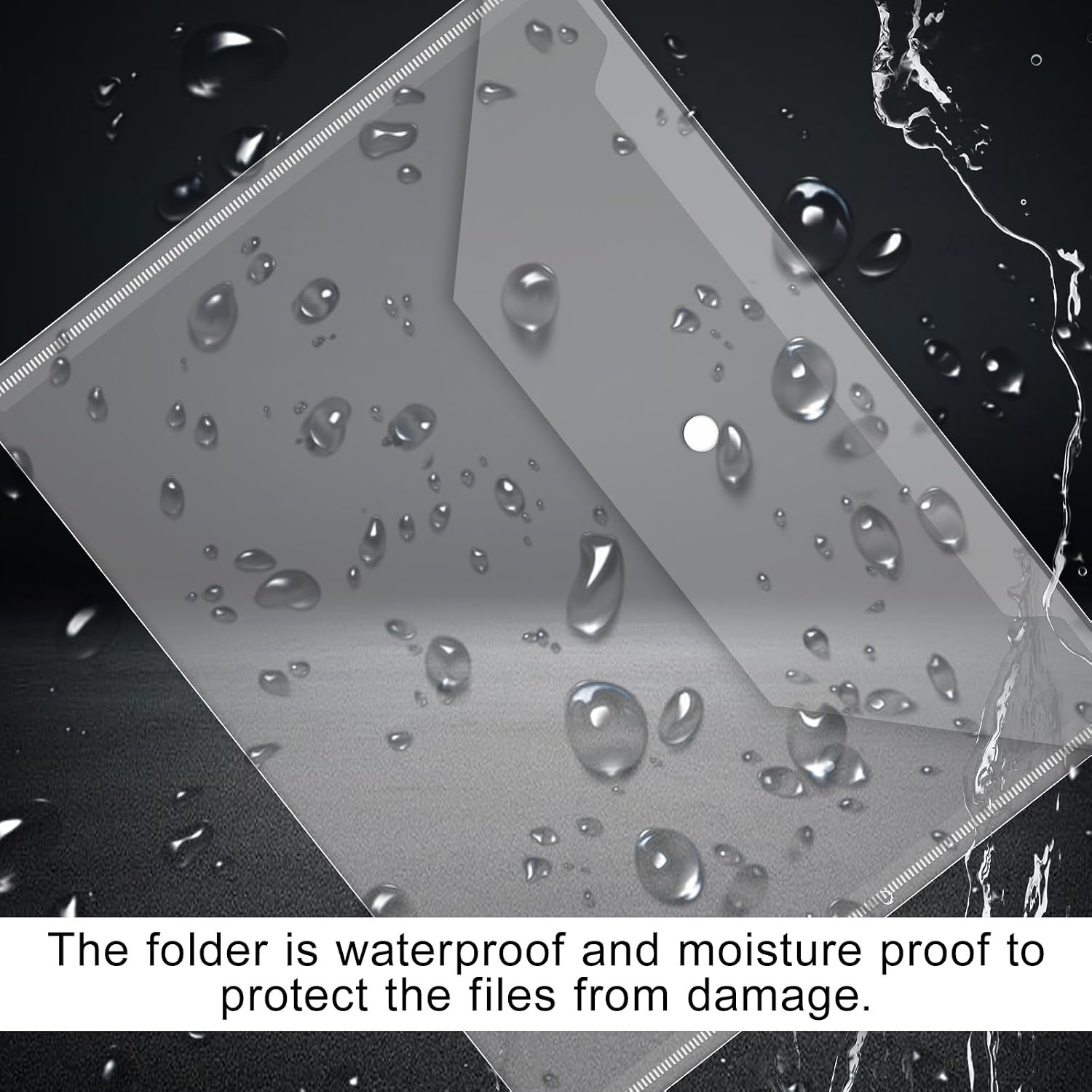 100 Pcs Clear Envelopes with Button Snap Closure, A4 Letter Size Plastic Envelope Folders for Documents Water-Resistant Envelope File Folder for Office Home Supplies image 5