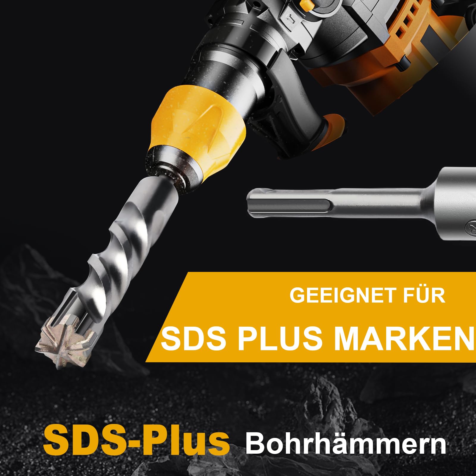 Punta per trapano SDS Plus, 32 mm di diametro x 460 mm di lunghezza con 6 taglienti in carburo di tungsteno, ideale per la perforazione di pietra, pietra naturale, cemento, muratura in mattoni