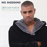 Mens Large Hooded Long Bathrobe with Chest Button,Big Tall Fleece Housecoat Extra Lightweight and Warm