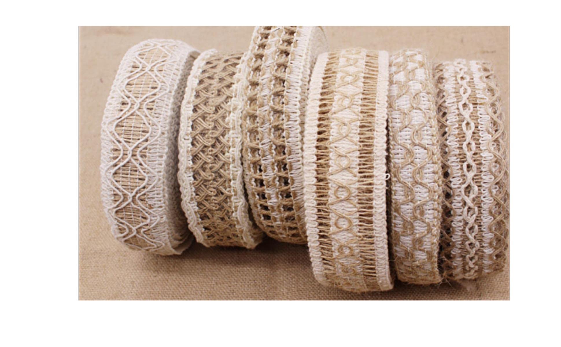 Mezcla de Estilos 10MM-60MM X11 Yardas / Lote Decoración de Boda rústica Cuerda de Yute Cuerda Trenzada Cordón de Bricolaje Suministros de Encaje Accesorios-35MM