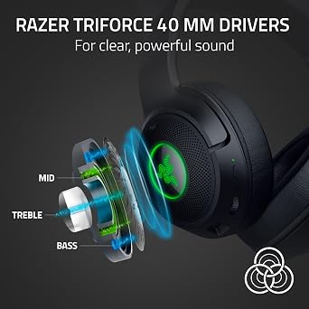 Razer Kraken Kitty V2 BT Wireless RGB Headset: Chroma RGB Kitty Ears & Earcups - Bluetooth 5.2-40 mm Drivers - Noise-Cancelling Mics - Lightweight - 40 Hr Battery w/Type C Charging - Black