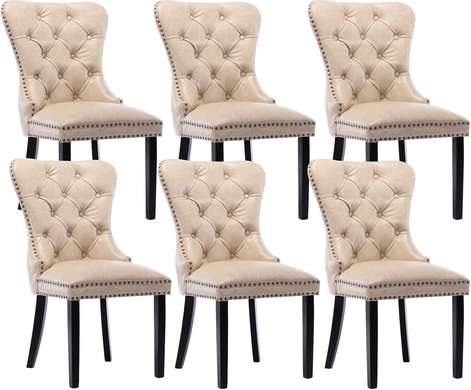 Amazon.com - CIMOTA Beige Leather Dining Chairs Set of 6 Mid Century ...