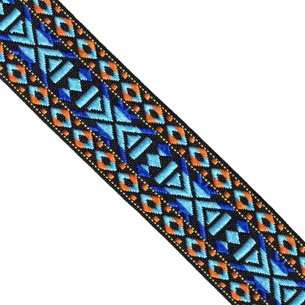 Ribbons For Gift Wrapping Ribbon For Fabric Satin Ribbons Niebieski Żakardowy Tkania Wstążka Dla Gitary Diy Akcesoria 4 Cm 2 Jardów Styl Etniczny Jacquard Webbing Koronki Sukienka Dekoracyjna Spódnica