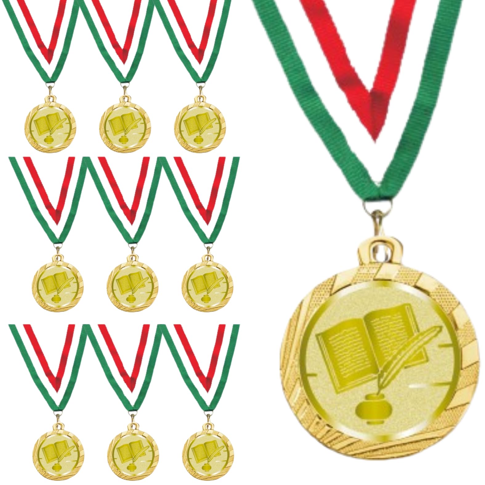 Stock Medaglie Personalizzate Premiazioni Lettertura da 3,2 cm con Laccetto Medaglia Personalizzabili in Metallo con Stampa Personalizzata, Sport | 23.00.32.P
