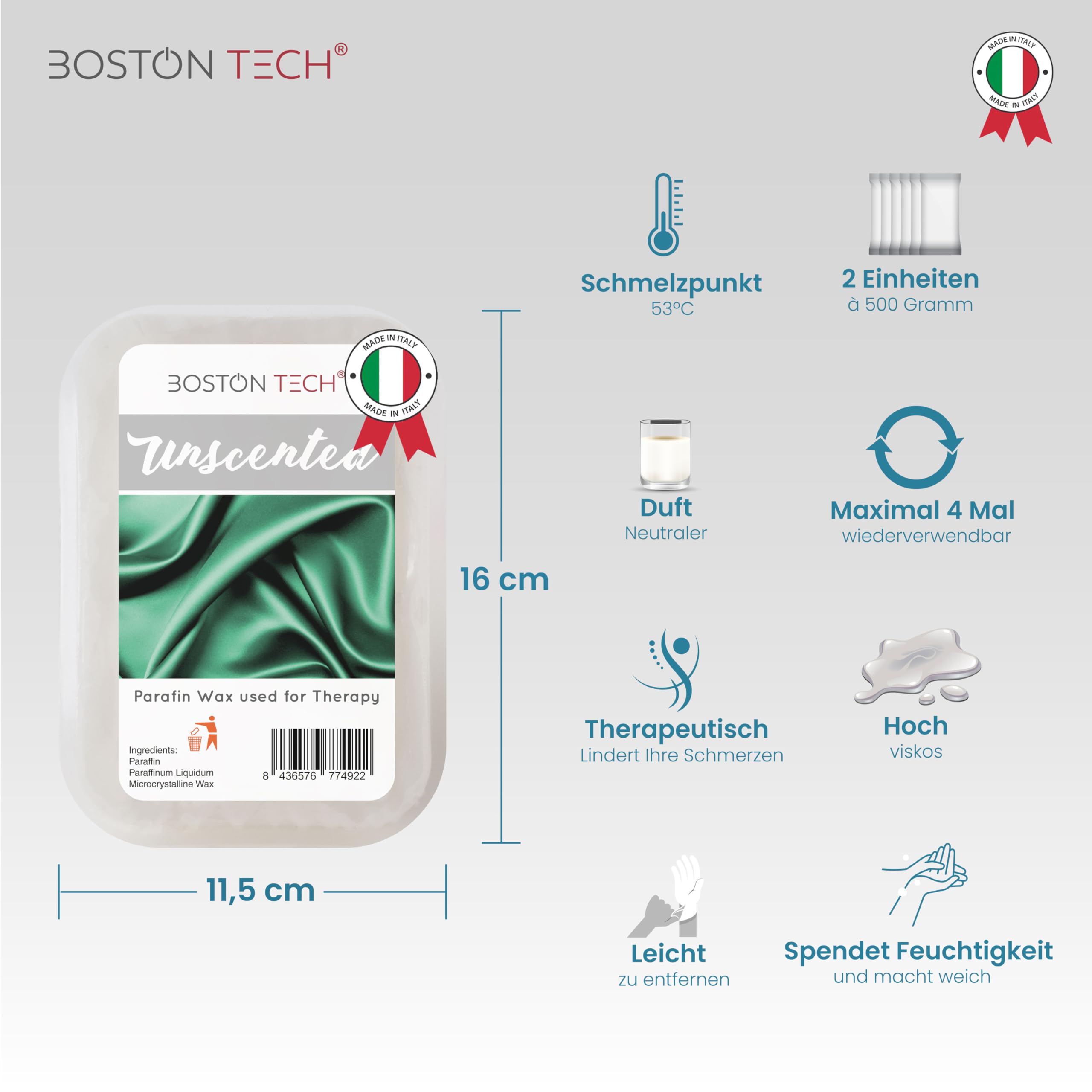 Paraffin für Hände und Füße Boston Tech Antioxidative Rehabilitation 2 Blöckex 450g Neutral