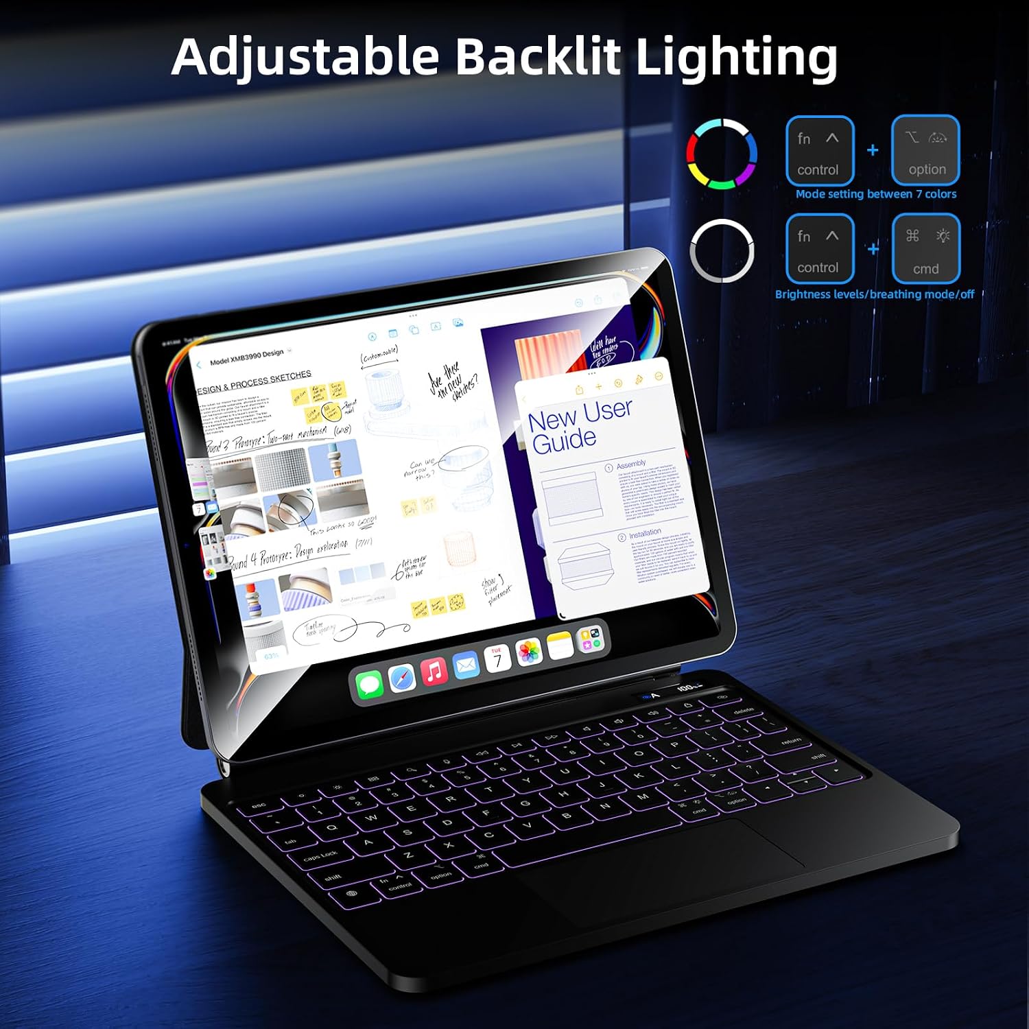 BETTDOW Capa com Teclado e Trackpad para iPad iPad Air 11 inch M3 2025/Air 6ª 11 polegadas M2 2024/iPad Air 4th/5th 10.9 inch & iPad Pro 11 inch (4th/3rd/2nd/1st Gen),Teclado de seis linhas