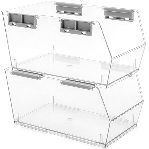 HOMESTEAD Set of 2 Large Stackable Storage Bins, Clear Plastic