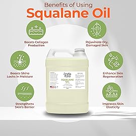 Squalane Oil Bulk - 1 Gallon 100% Pure & Natural Plant Derived Facial Oil - Cold Pressed and Unrefined Premium Grade Multipurpose Moisturizing Oil For Skin and Hair