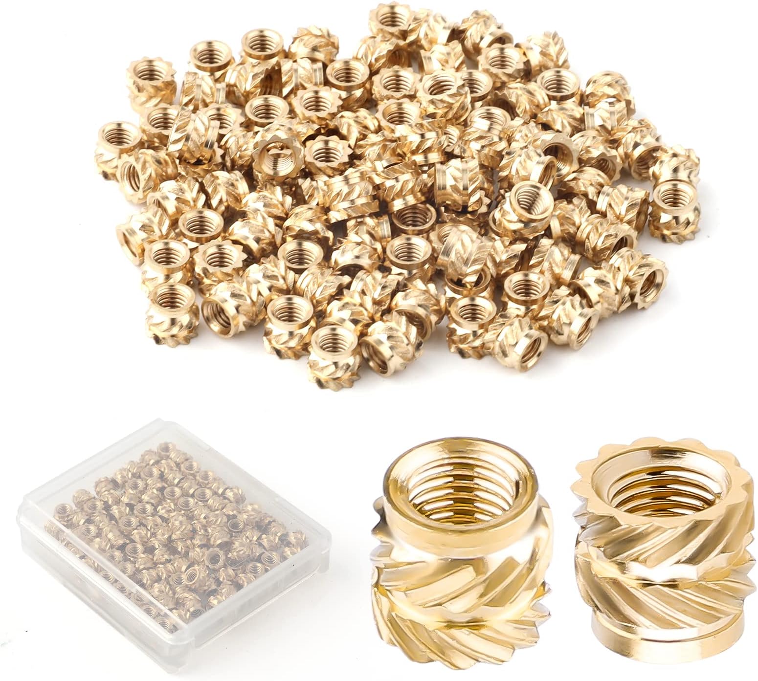 100pcs 3D Printing Brass Nuts, M3x4x5mm M3 Threaded Insert Knurled Brass Nuts Female Thread Knurled Heat Embedment Nut for 3D Printing Parts Loptop Automotive Plastic Shell