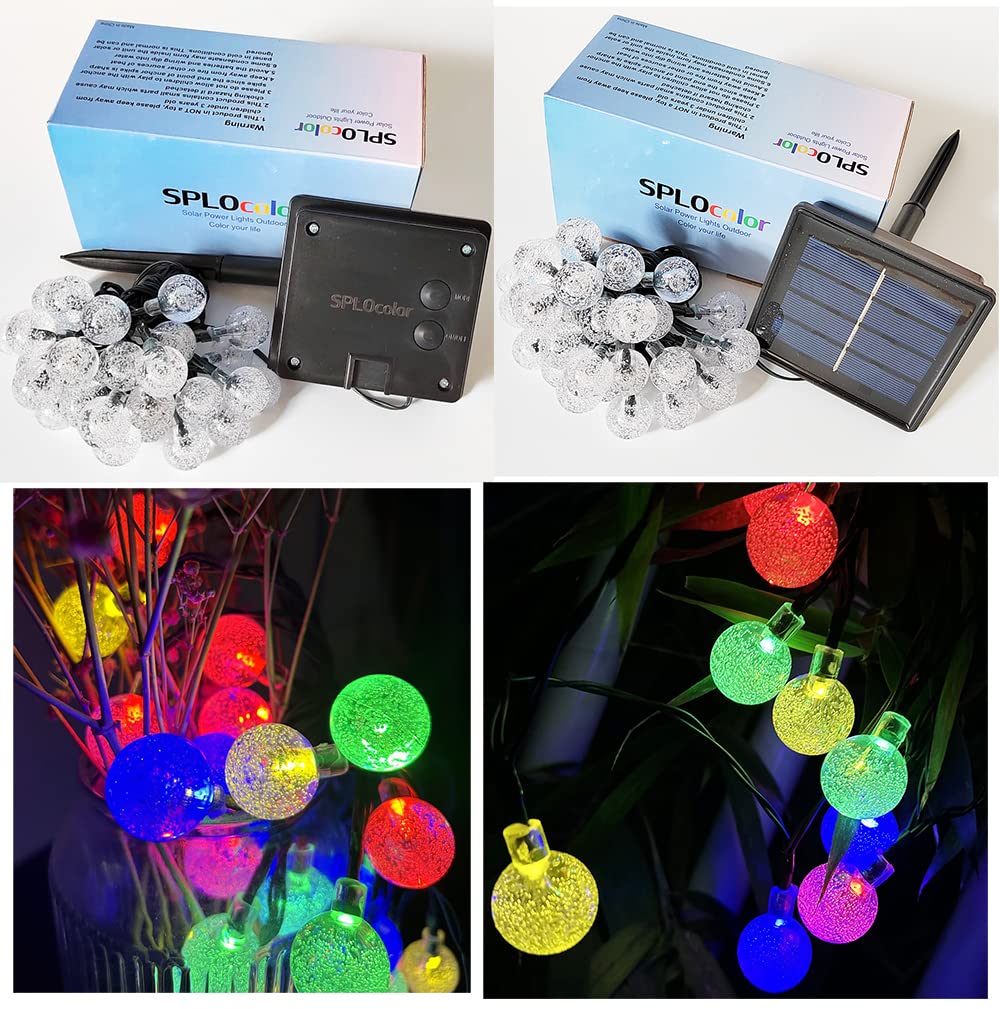 Solar-Lichterkette, 6 m, 30 LEDs, 8 Modi, Solar-Lichterkette, wasserdicht, Globe, für draußen, Hinterhof, Terrasse, Urlaub, Garten, Hochzeit, Party, Weihnachtsdekoration Mehrfarbig