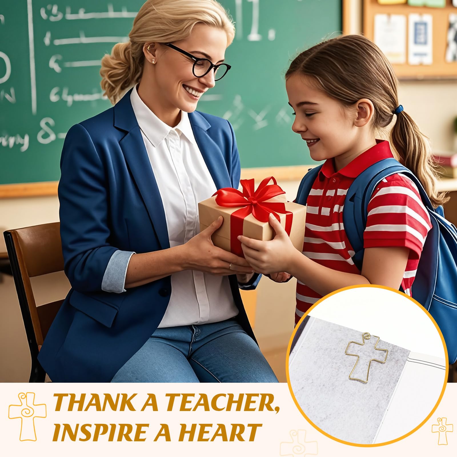 Skyygemm 12 juegos de marcapáginas grandes con cruz dorada, marcapáginas de la Biblia cristiana, clips de papel religiosos, regalo de agradecimiento para profesores, suministros de estudio escolar