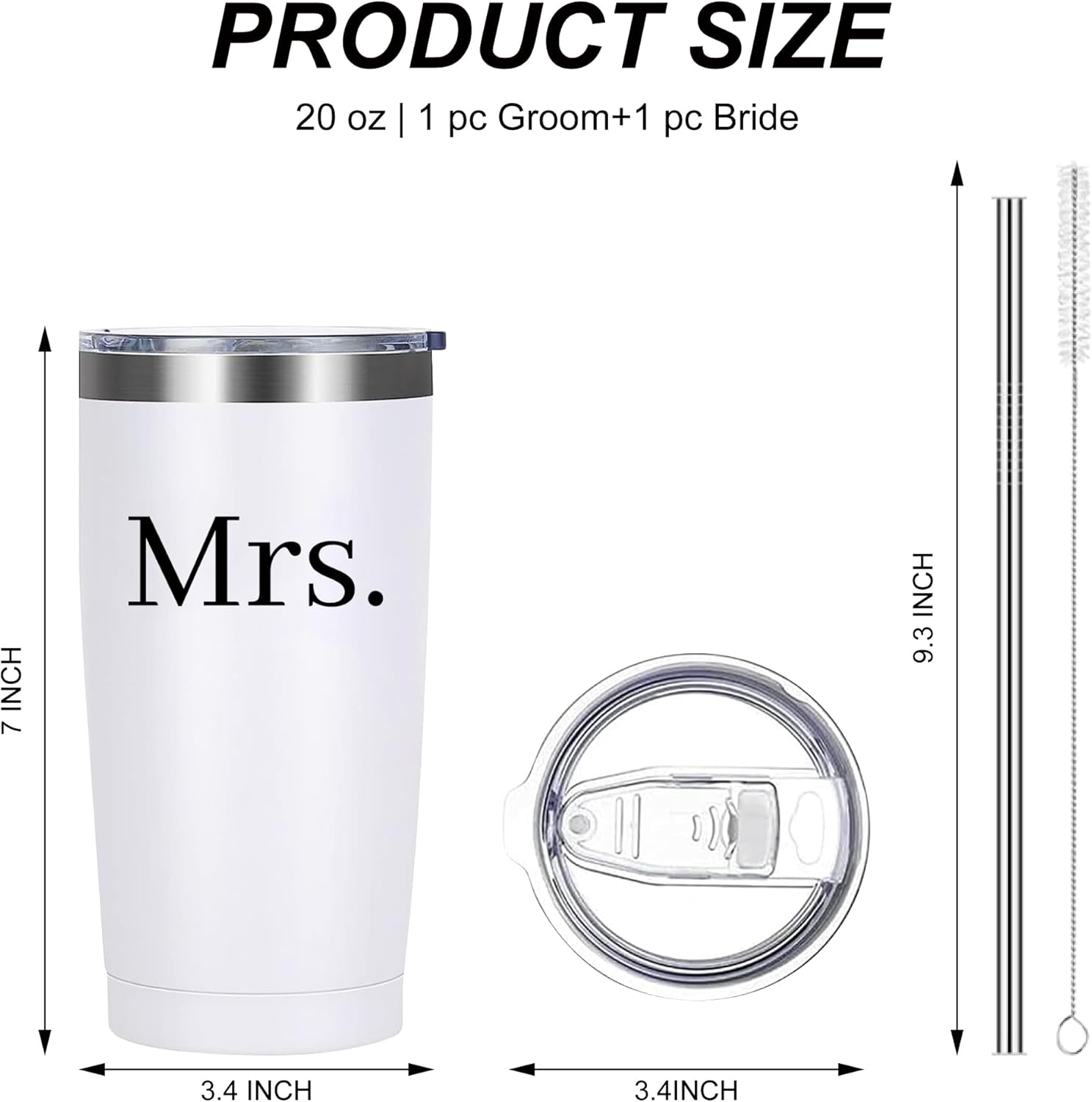 Mr&MrsGifts Mr and Mrs Gifts Tumblers Engagement Wedding Gifts 20 OZ Insulated Tumbler Cups for Newlyweds Couples Honeymoon Essentials(MM-ZJ) - Image 2