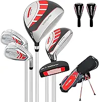 XDriveMax Conjunto completo de tacos de golfe masculino e feminino com 10 peças, mão direita para homens e mulheres, inclui bolsa de carrinho com capuz de chuva, 1#Driver 3#Wood #5 Hybrid, com 3 capas