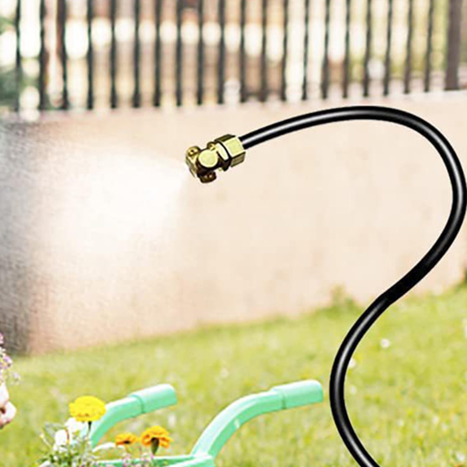 Brumisateur de tuyau extérieur portable flexible pour jardin refroidissement bain d'oiseaux noir