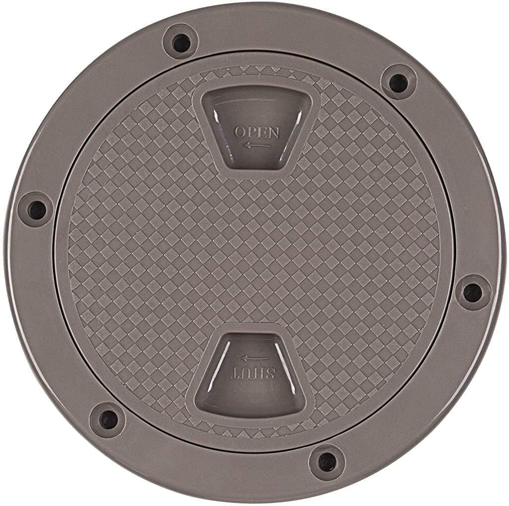 SEAFLO Marine Circular Non-Slip Screw Out Deck Plate Inspection Access Hatch 4"/6"/8" White/Black/Tan (4", Tan)