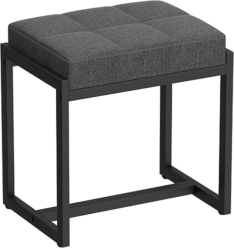 Taburete de tocador, taburetes de silla de tocador para sala de maquillaje, taburete cuadrado de lino para tocador, otomanos pequeños acolchados