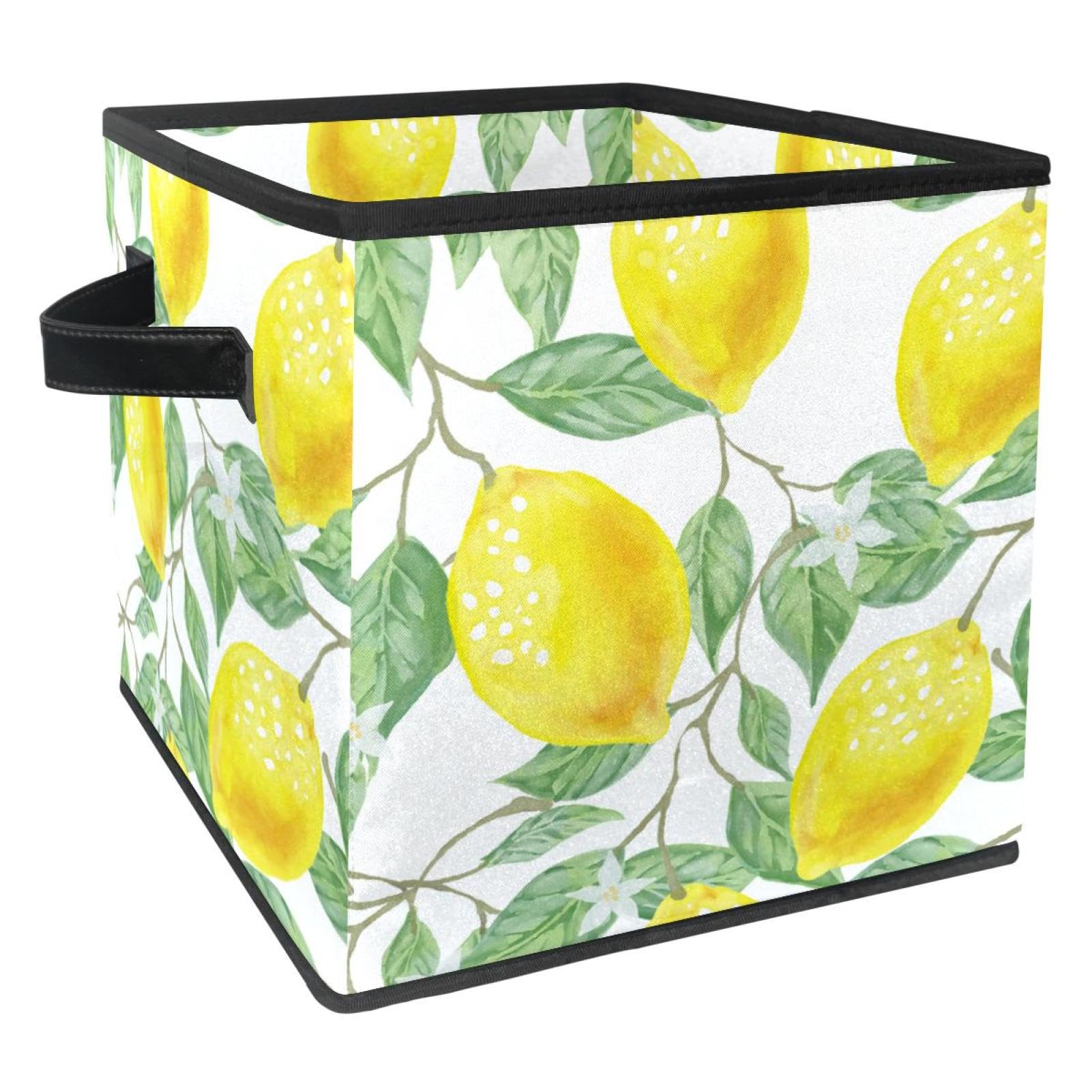 Boîte de rangement cube en tissu motif végétal pour organiser la chambre à coucher
