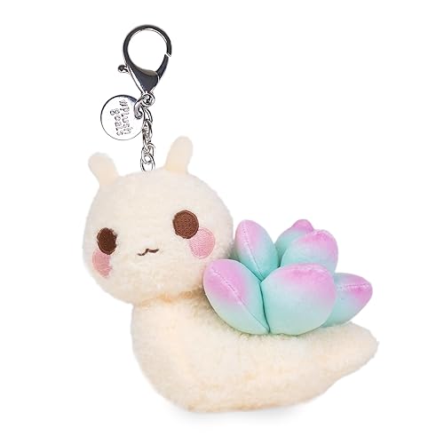 Cuddle Barn PlushGoals - Mini Sage Keychain | Super Soft Cute Kawaii Succulent Snail Collectible Stuffed Animal Plush Toy Clip On Bag Charm, 4 inches