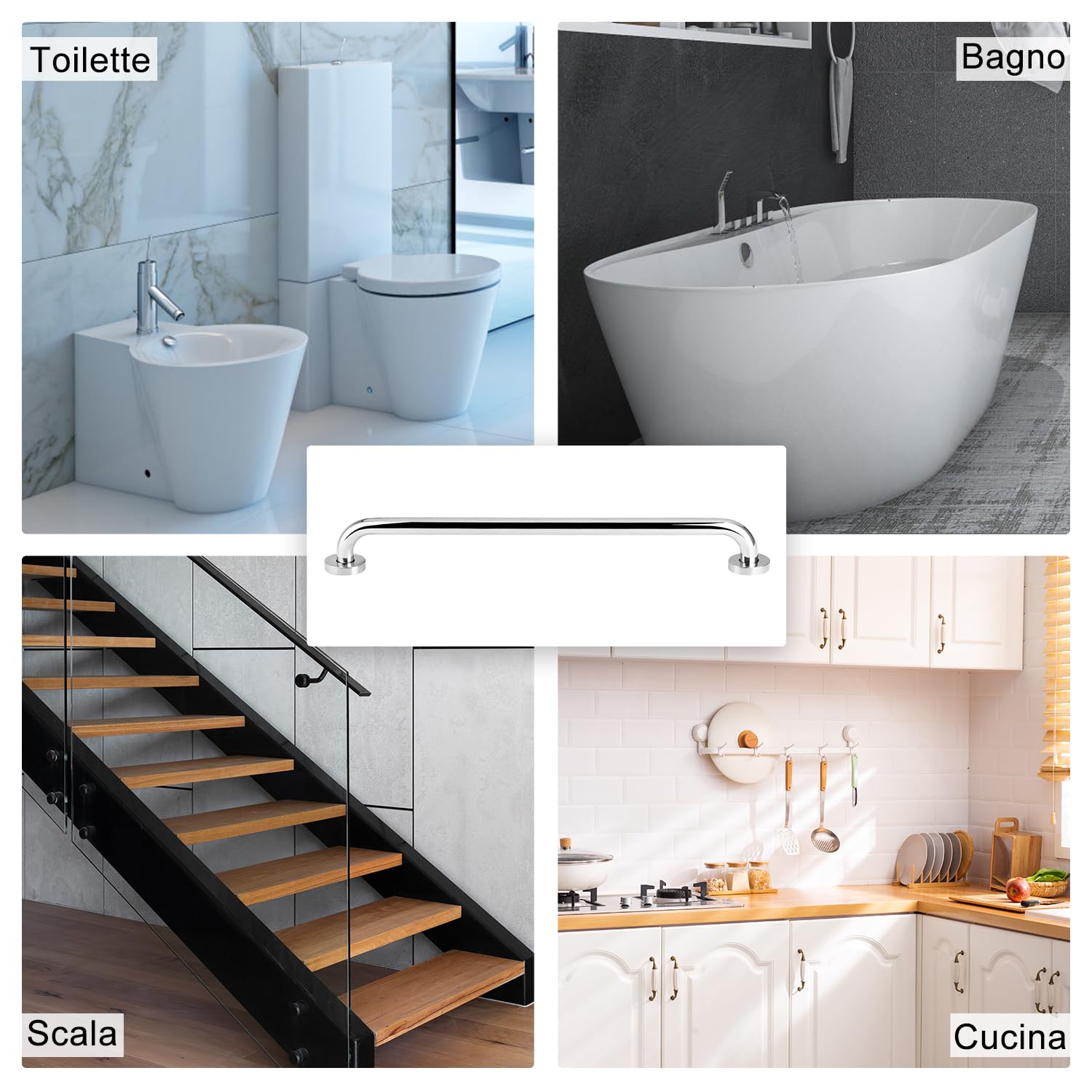 YF Maniglione di Sicurezza per Bagno, Acciaio Inossidabile (2 pezzi) Maniglia per Doccia Maniglia di Sicurezza per Vasca da Bagno, Doccia, WC, 60 cm