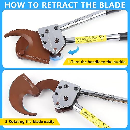 Miniatura 4 de Yangoutool Cortadores de cable de trinquete Heavy Duty J40 60Si2Mn Spring Steel Cutting Bordes 300mm219.5mm0.77in Herramienta de corte de alambre