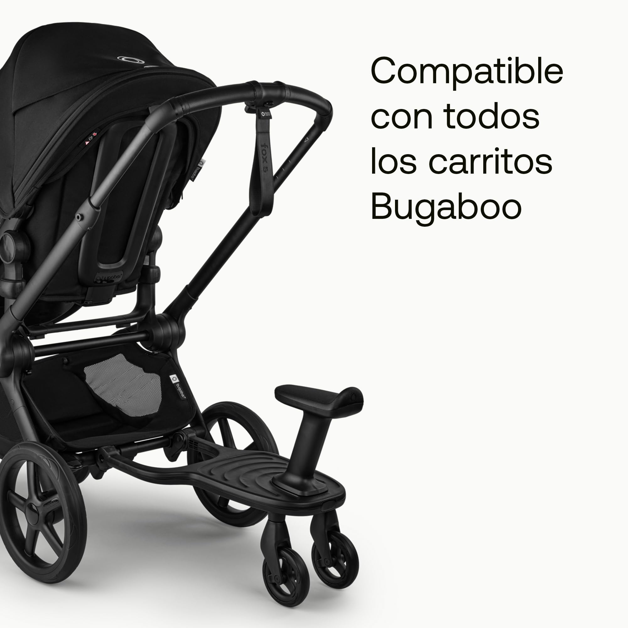 Bugaboo Patinete Acoplado+ Confort con silla extraíble: patinete con opción para sentarse o ir de pie, compatible con todos los carritos Bugaboo, 2 ruedas para mayor comodidad y estabilidad