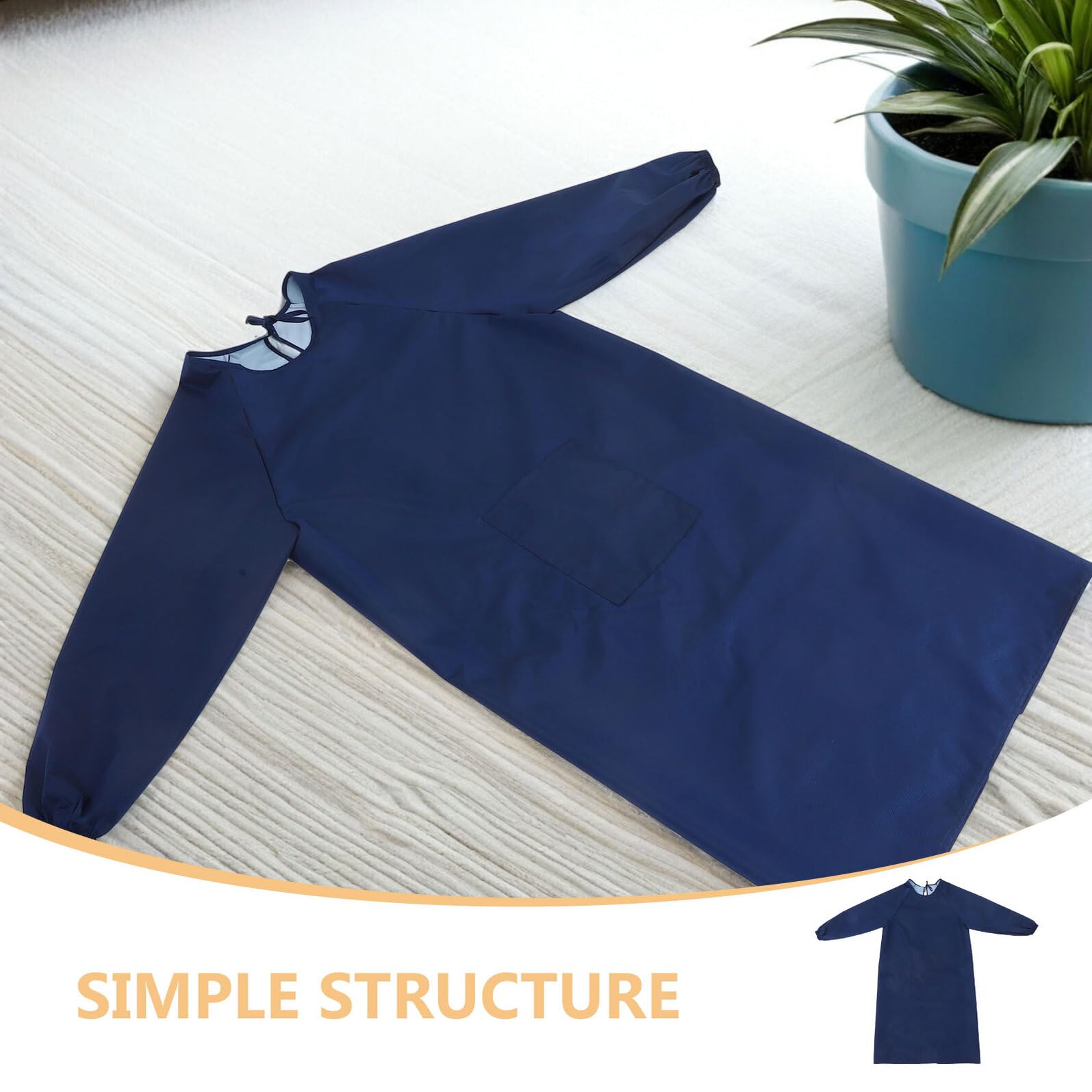 Hemobllo Grembiule Maniche Lunghe 2 Pezzi Grembiule da Lavoro Resistente a Olio e Schizzi Camice Protettivo Reversibile per Cucina Giardinaggio e Barbecue Regolabile Colore Blu Scuro
