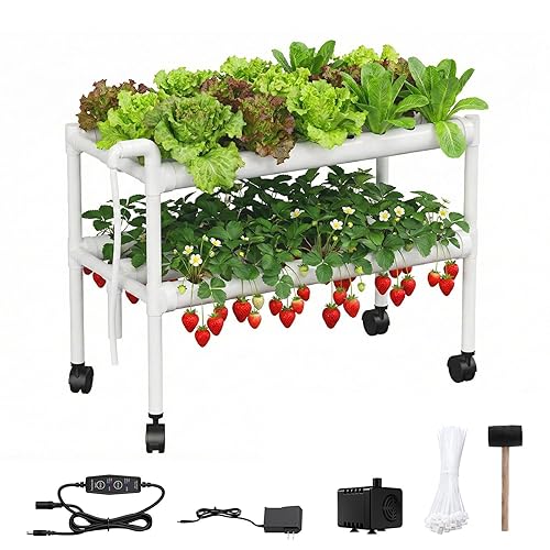 Hydroponics Growing System Kit with Wheels, 54 Plant Sites Gardening