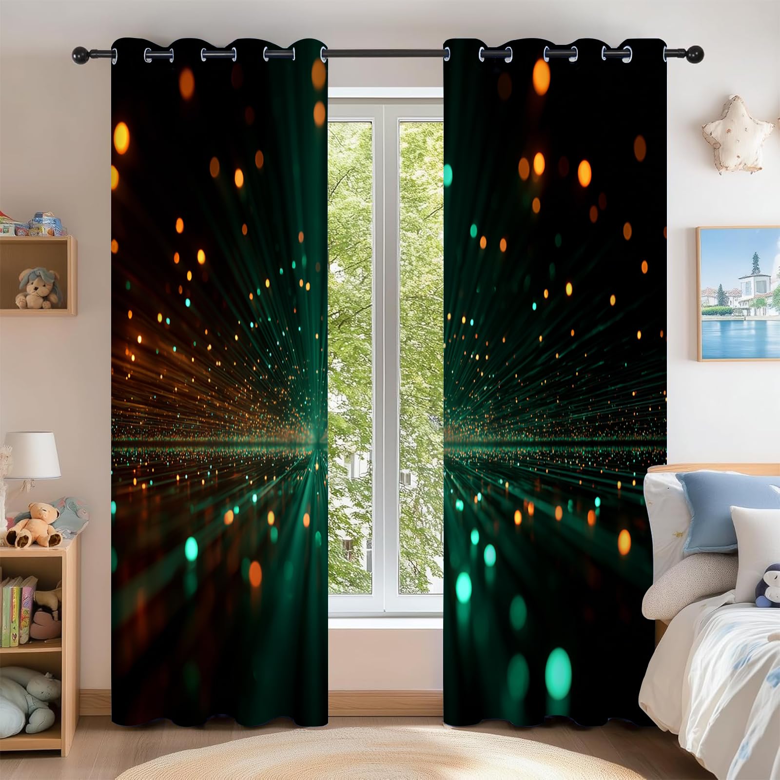 Lot de 2 rideaux 140x240cm galaxie abstraite occultants et thermiques