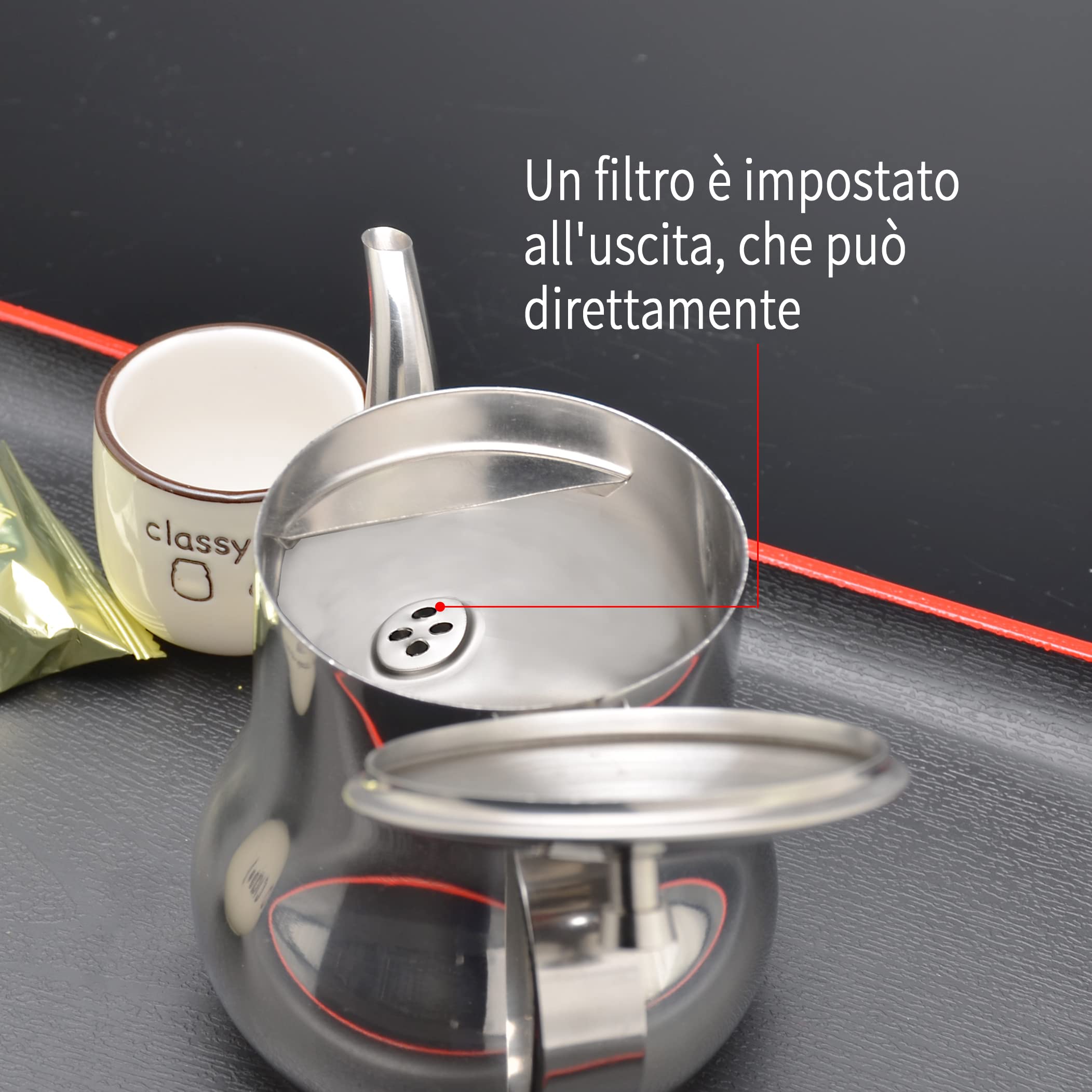 SANQIAHOME Teiera in acciaio inox (argento, 570 ml)