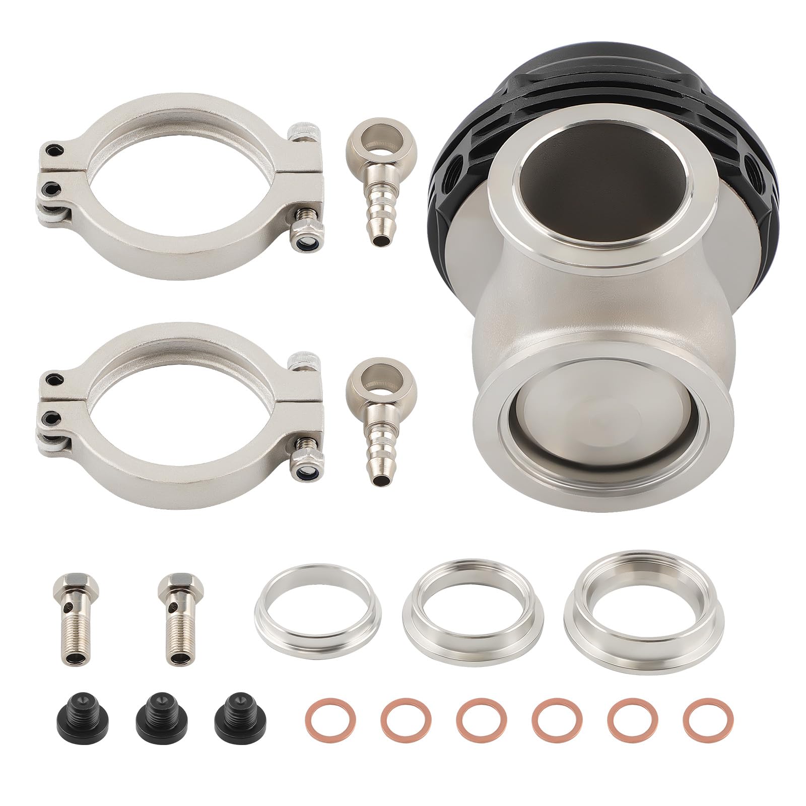 maXpeedingrods 38mm Soupape D'échappement de Turbocompresseur Wastegate Externe Kit Wastegate de Turbocompresseur Wastegate Universel pour TIAL avec bande en V et Brides MV-S