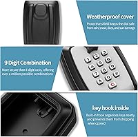 Vista 4 de Caja de bloqueo de llave con código, gran capacidad, combinación de 9 dígitos, montaje en pared, resistente a la intemperie al aire libre, caja