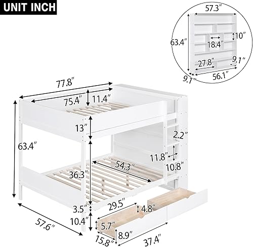 Miniatura 135 de Versatility - Litera individual sobre individual con escritorio y armario integrados, cama alta de madera maciza y plataforma independiente con