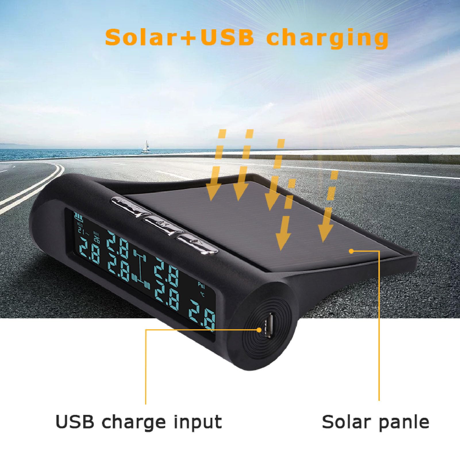 de Monitoreo de Presión de Neumáticos con 6 Sensores TPMS Externos, Pantalla LCD, Alarma de Presión Excesiva y Temperatura, Monitor Impermeable para RV, Remolque, Furgoneta