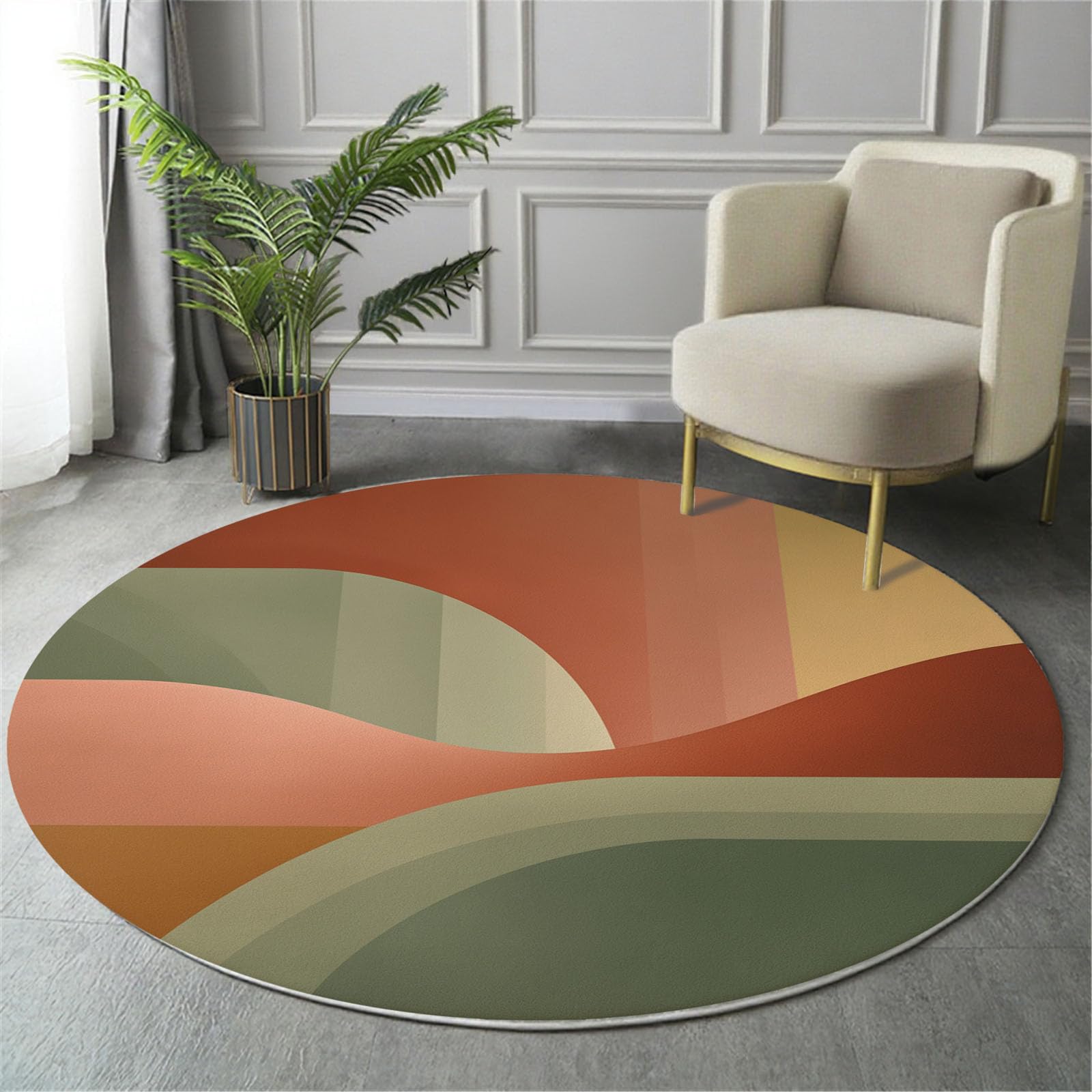 Tapis rond terre cuite salon de 200cm pour ambiance chaleureuse